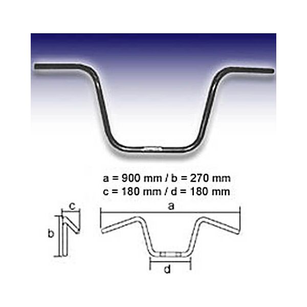 fehling ape hanger 1 pollice basso, mk, nero nero