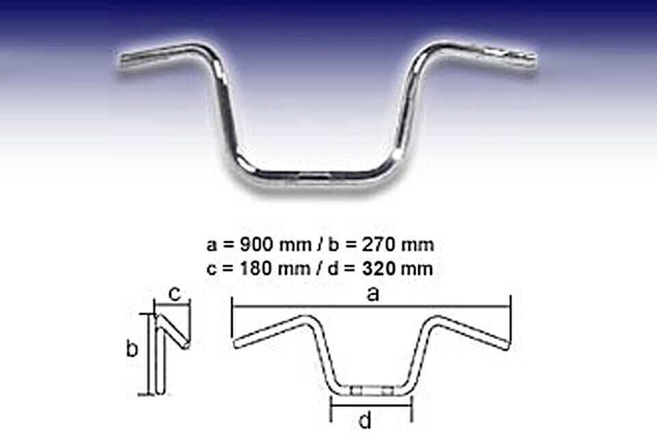 fehling ape hanger 1 pollice basso, cromato argento