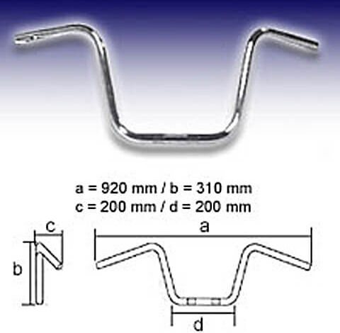 fehling ape hanger 1 pollice centrale, cromato argento