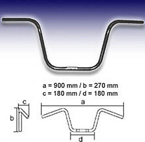 fehling ape hanger 1 pollice basso, mk, nero nero