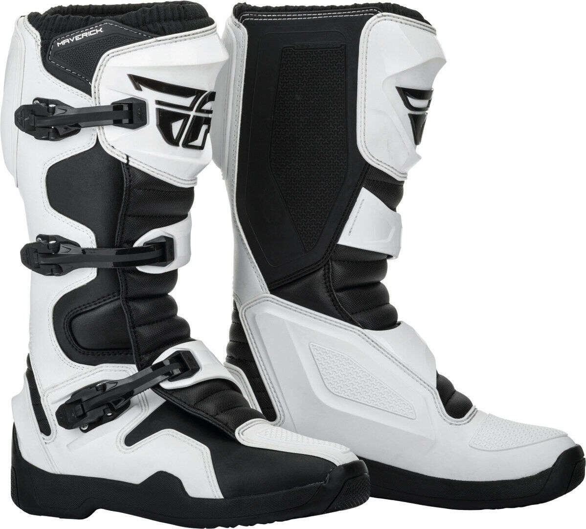 fly racing maverik stivali motocross nero bianco 43