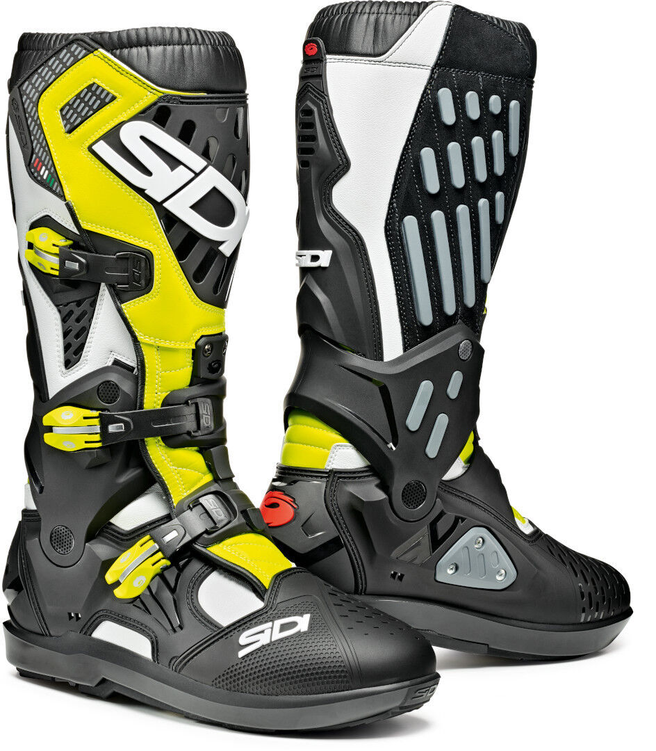 Sidi Atojo SRS Stivali Motocross Nero Bianco Giallo 43