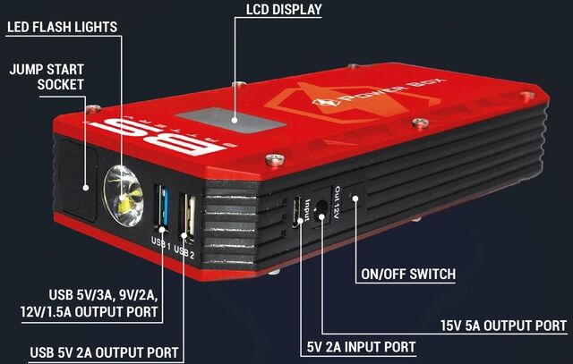 BS Battery PB-02 Power Box Battery Booster con caricatore USB