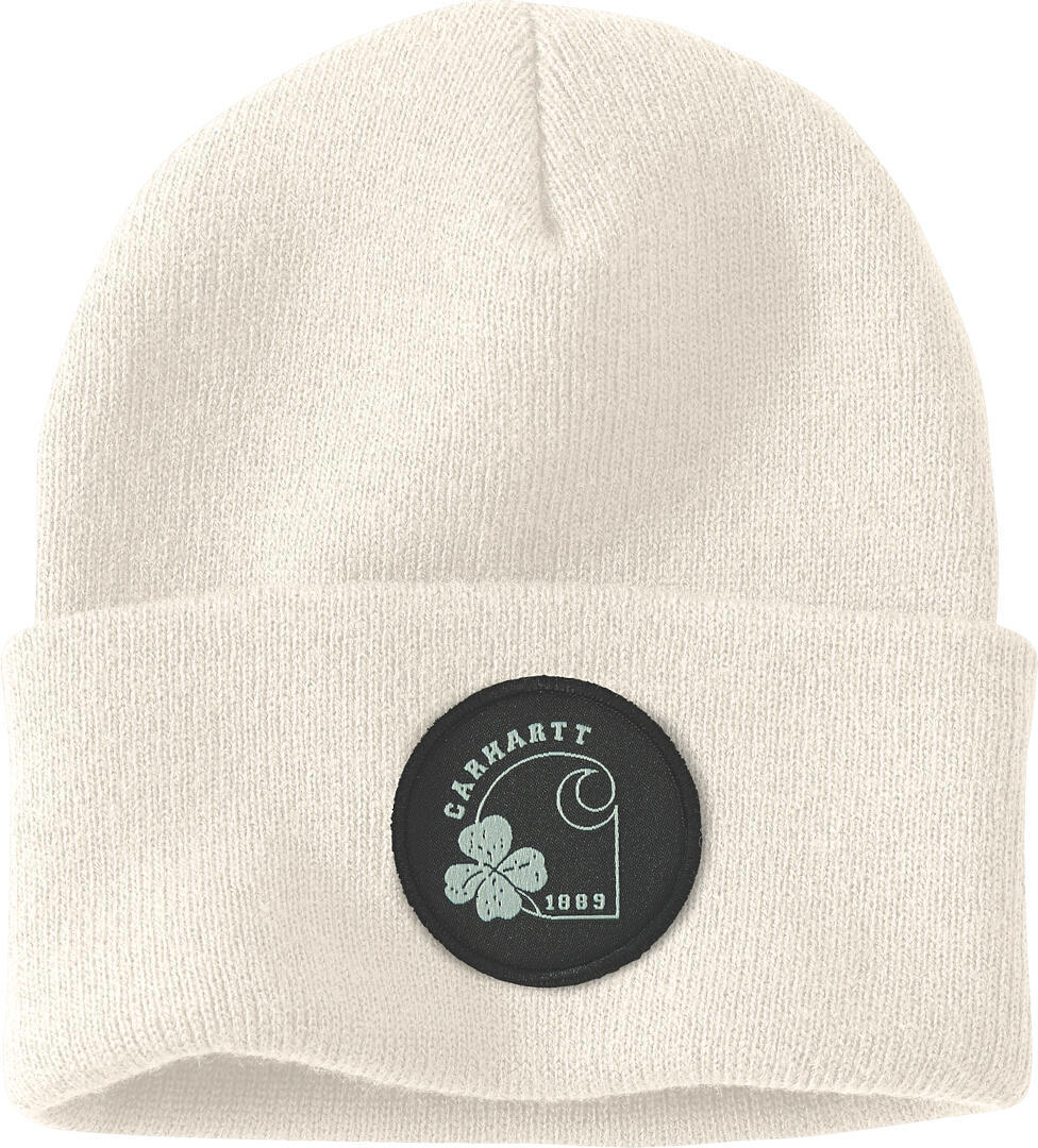 Carhartt Knit Shamrock Patch Beanie Bianco unica taglia