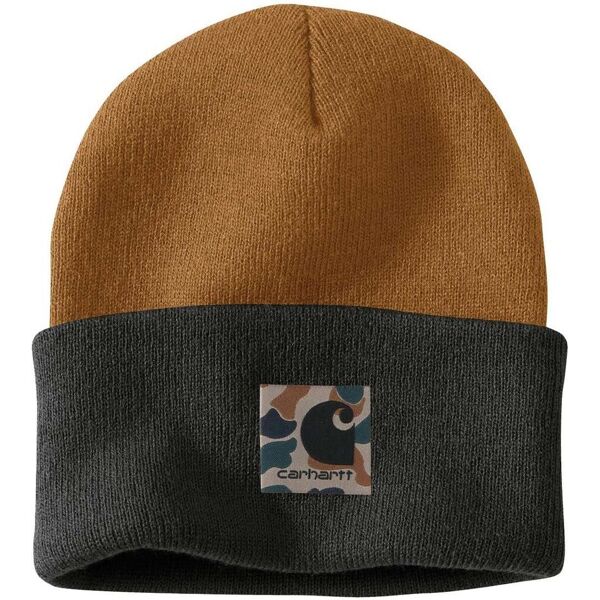 carhartt knit camo patch beanie marrone unica taglia