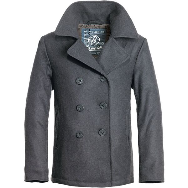 brandit pea coat giacca nero grigio 2xl