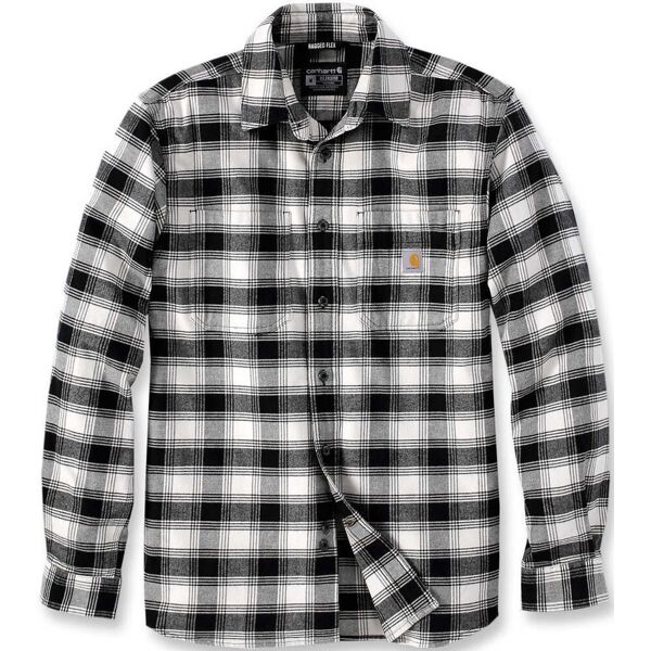 carhartt rugged flex flannel plaid camicia nero beige 2xl