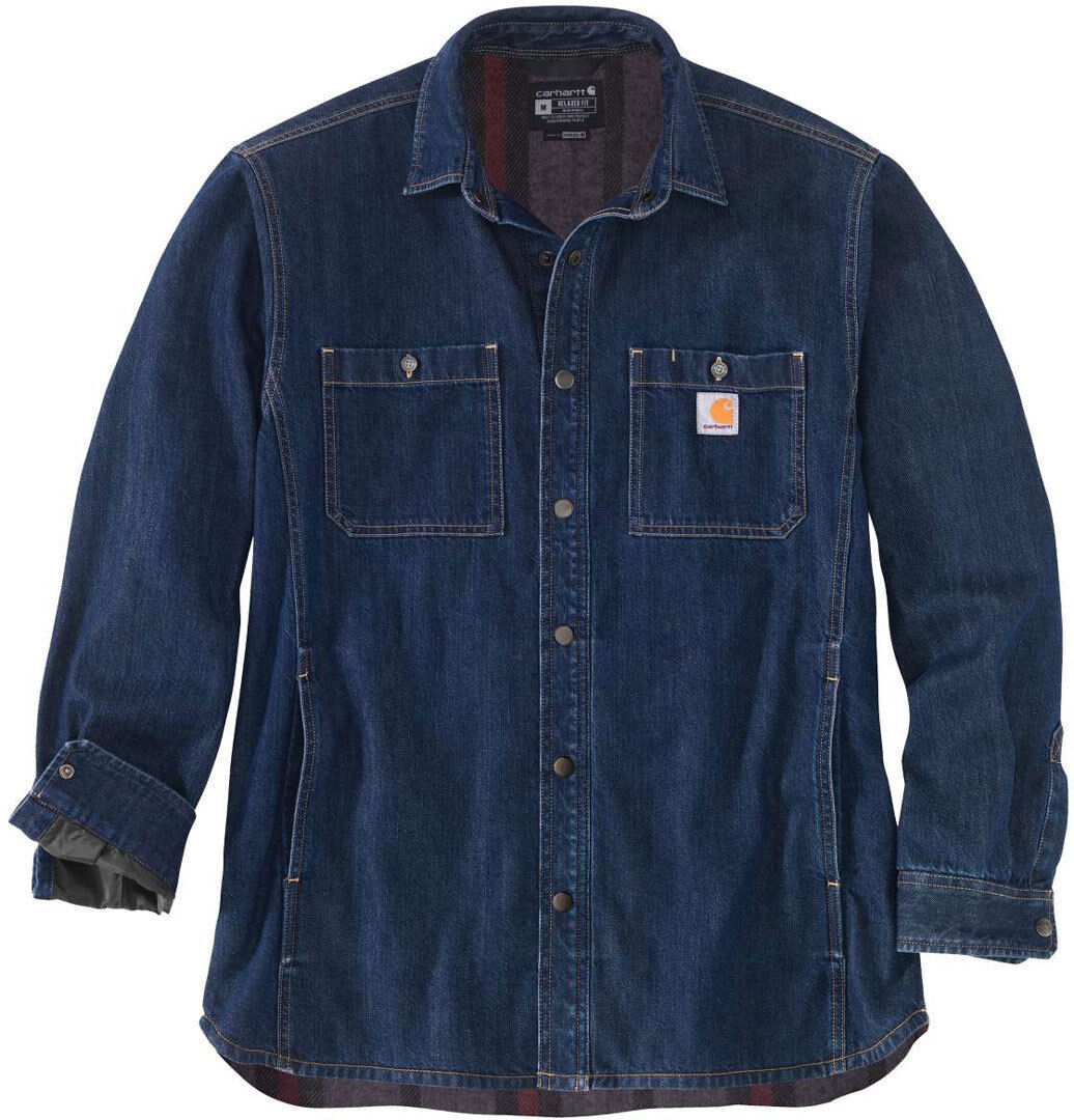 Carhartt Denim Fleece Lined Snap Front Camicia Blu M