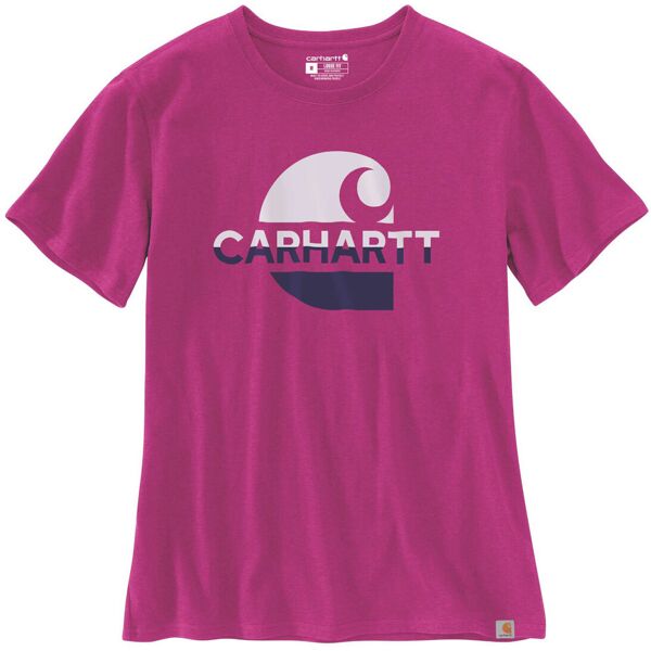 carhartt loose fit heavyweight faded c graphic t-shirt donna rosa m