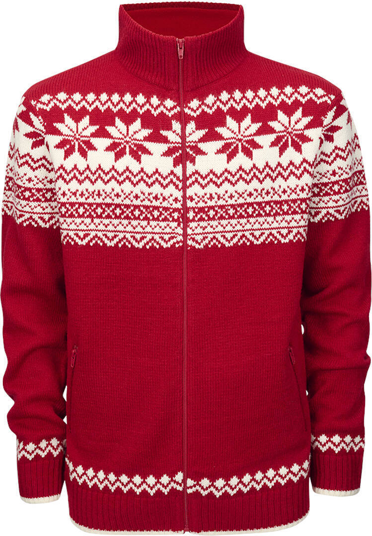 Brandit Norweger Zip Pullover Bianco Rosso 3XL