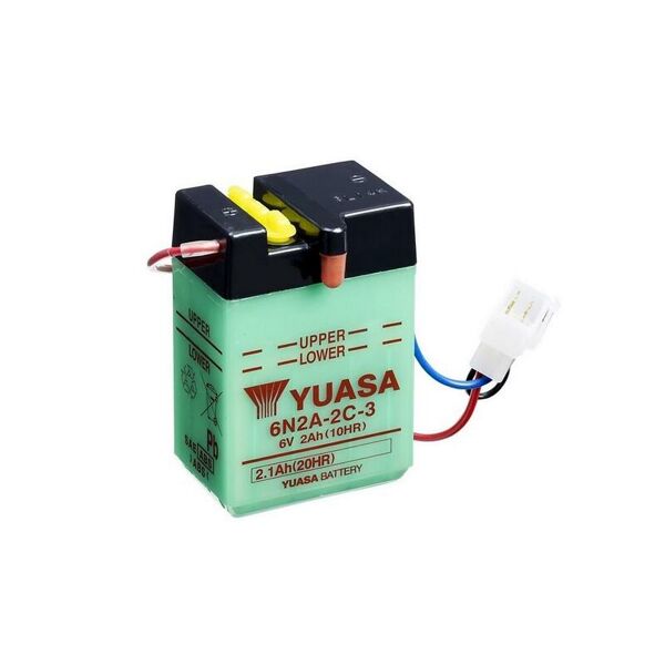 yuasa batteria  convenzionale senza acid pack - 6n2a-2c-3 batteria senza pacco acido  70 mm