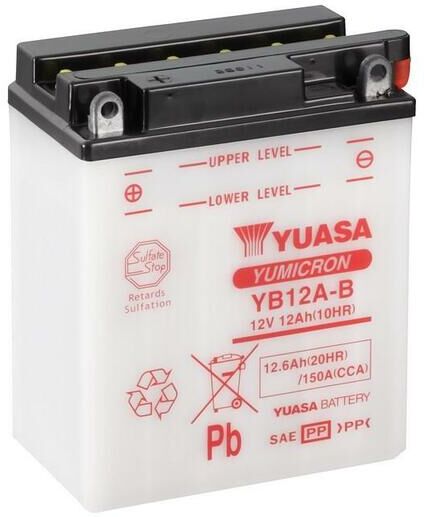 YUASA Batteria  convenzionale senza acid Pack - YB12A-B Batteria senza pacco acido