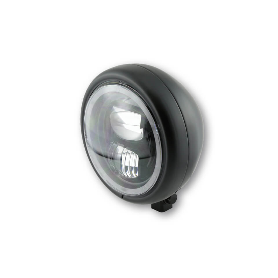 HIGHSIDER 5 3/4 pollici LED faretto PECOS TYP 7 con anello di luce di parcheggio, nero opaco Nero