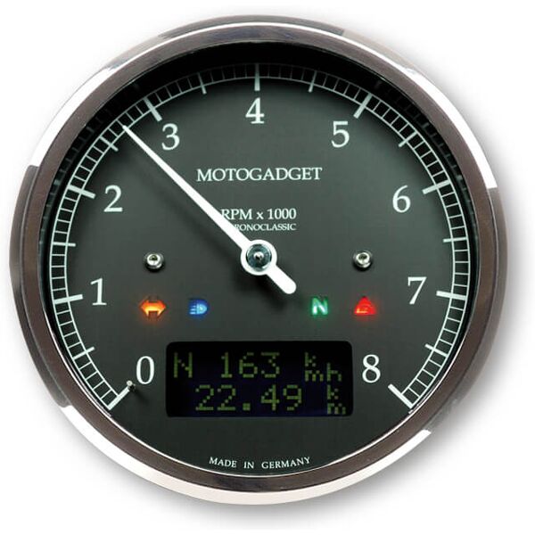 motogadget motoscope classico rev counter darkedition -8.000 rpm argento