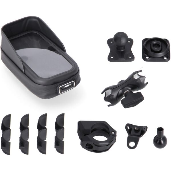 sw-motech kit di montaggio gps universale con custodia per telefono - braccio di presa da 2, per filettatura manubrio/specchietto