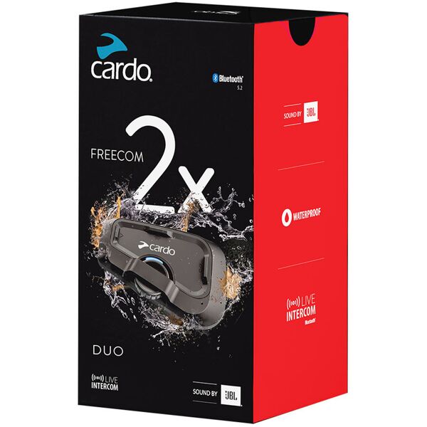 cardo freecom 2x duo sistema di comunicazione double pack nero unica taglia