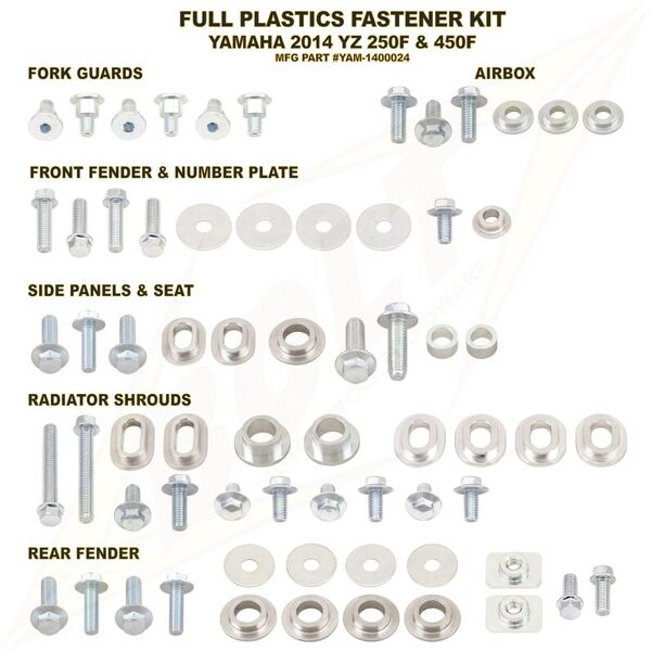 bolt kit completo viti in plastica yamaha yz250/450-f