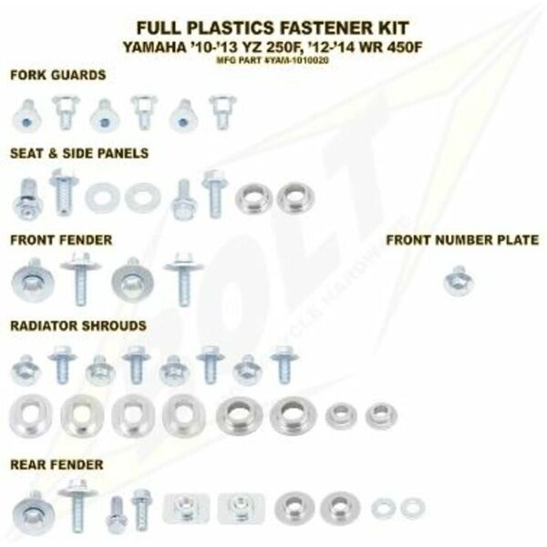 bolt kit completo viti in plastica yamaha yz250f/wr450f