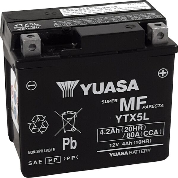 yuasa batteria   w/c attivata in fabbrica senza manutenzione - ytx5l fa batteria esente da manutenzione