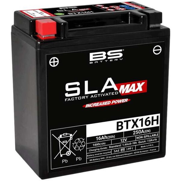 bs battery batteria sla massima esente da manutenzione attivata in fabbrica - btx16h