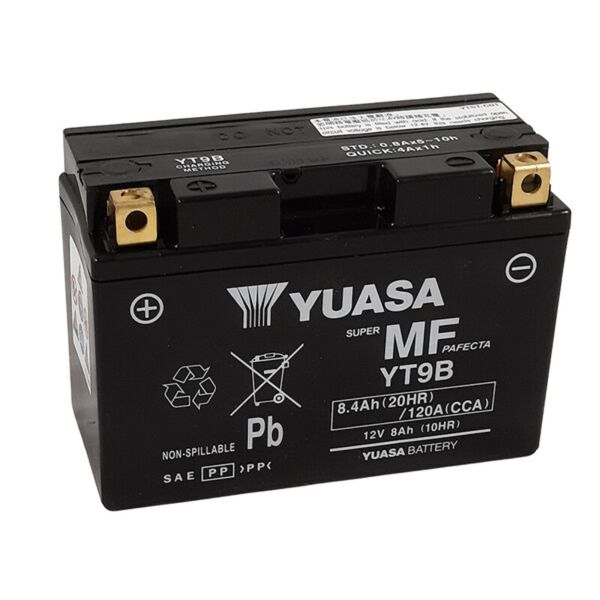 yuasa manutenzione attivata in fabbrica con batteria - yt9b