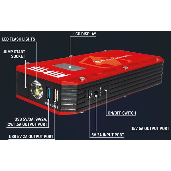 bs battery pb-02 power box battery booster con caricatore usb