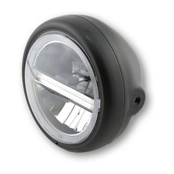 highsider fari anteriori a led  5 3/4 pollici pecos type 6 con tfl, nero opaco, fissaggio laterale. nero