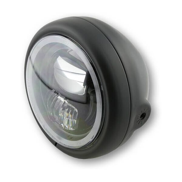 highsider faro anteriore a led  5 3/4 pollici pecos type 7 con anello luce di posizione, nero opaco, fissaggio laterale. nero