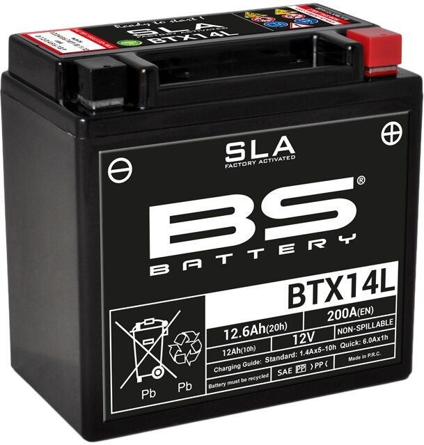 bs battery batteria sla senza manutenzione attivata in fabbrica - btx14l