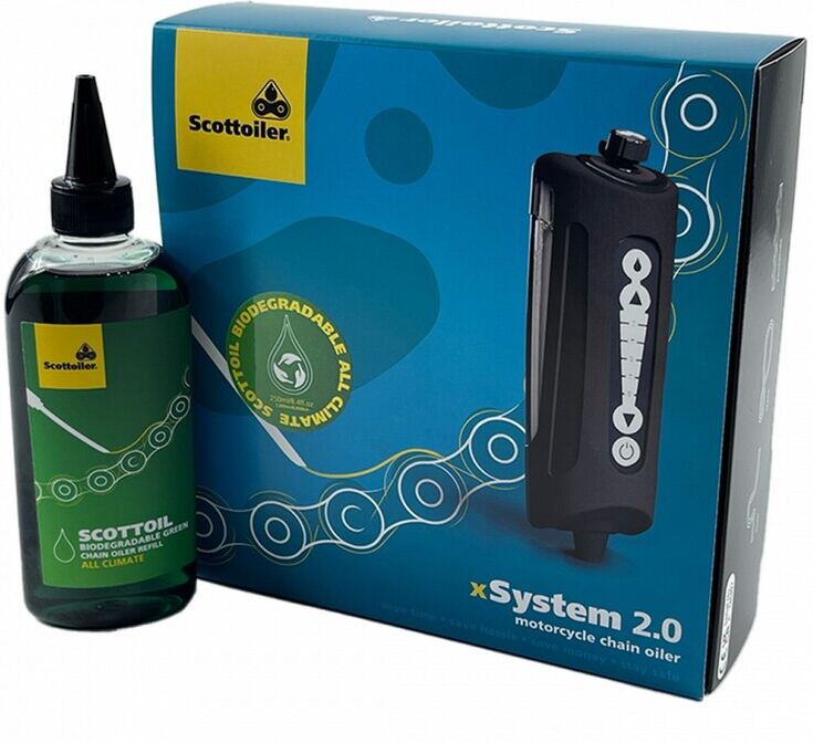 scottoiler lubrificante elettronico per catene xsystem 2.0 + lubrificante verde biodegradabile