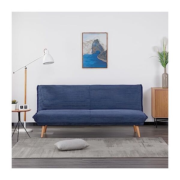 evergreenweb divano letto 3 posti clic clac trasformabile in materasso   click velvet blue blu