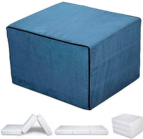 evergreenweb futon pouf letto futon velvet blu