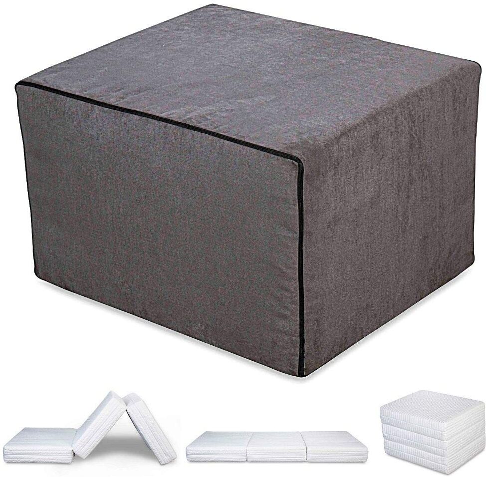 evergreenweb futon pouf letto futon velvet grigio