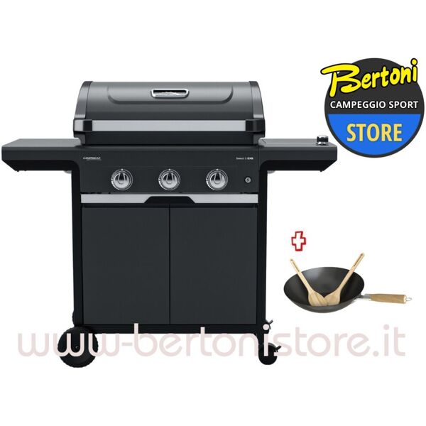 campingaz barbecue a gas select 3 exs 2181074 + wok in ghisa