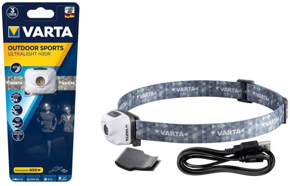 Varta Torcia Frontale Ricaricabile Outdoor Sports H30r Bianca 1863.101