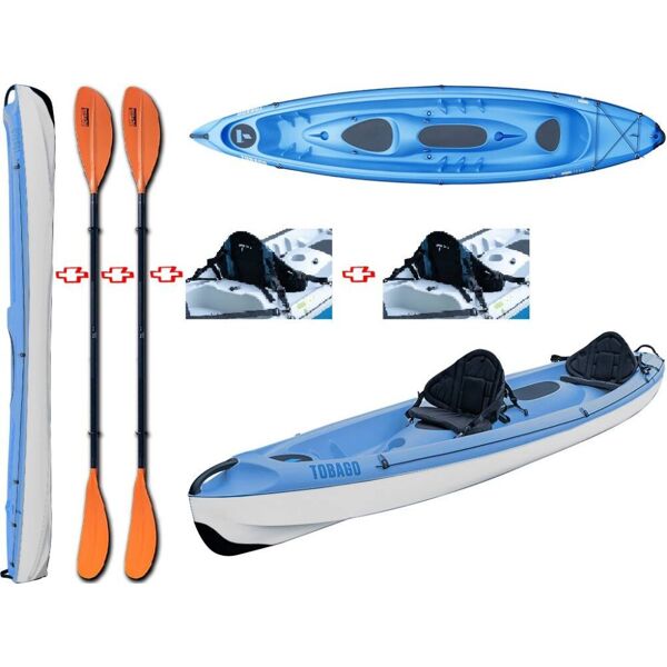 tahe - bic sport canoa rigida tobago blue/grey 107053 + 2 pagaie touring-1 fissa + 2 schienalini standard tahe / bic sport