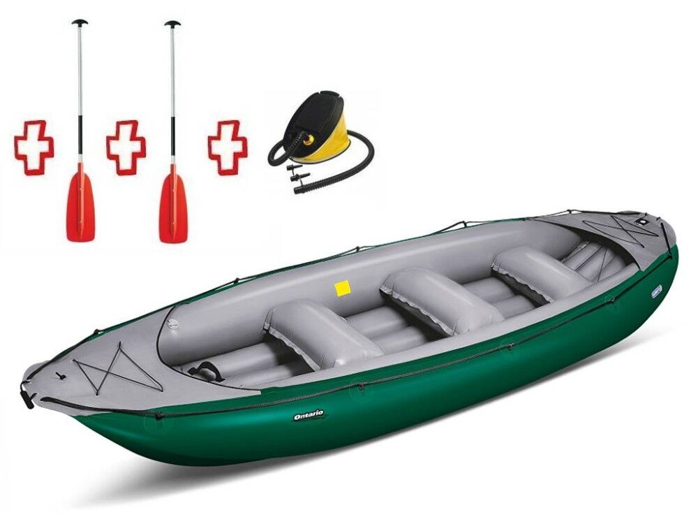 Gumotex Gommone Gonfiabile Rafting Ontario 450s Verde 044002-G (13c/11c) + 2 Remi + Pompa