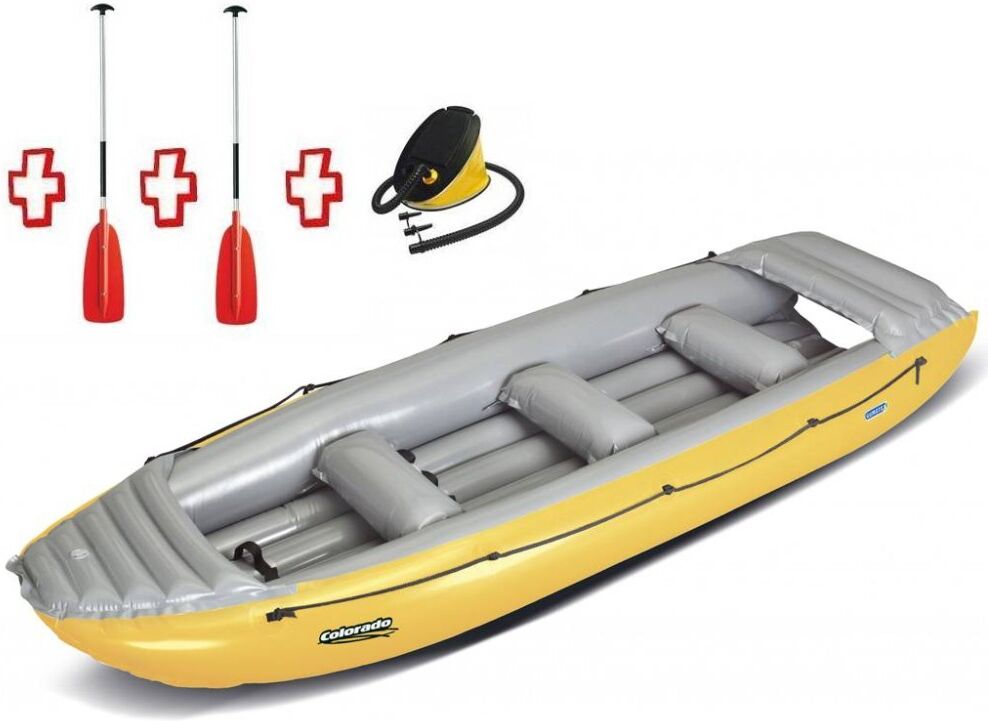 Gumotex Gommone Gonfiabile Rafting Colorado 450 Giallo 043883-Y (2a/11c) + 2 Remi + Pompa