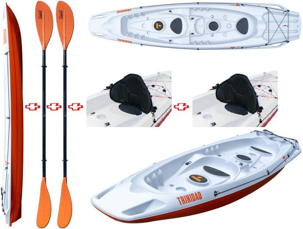 Tahe - Bic Sport Canoa Rigida Trinidad Grey/orange 109618-106846 + 2 Pagaie Touring-1 Fissa + 2 Schienalini Power Tahe / Bic Sport