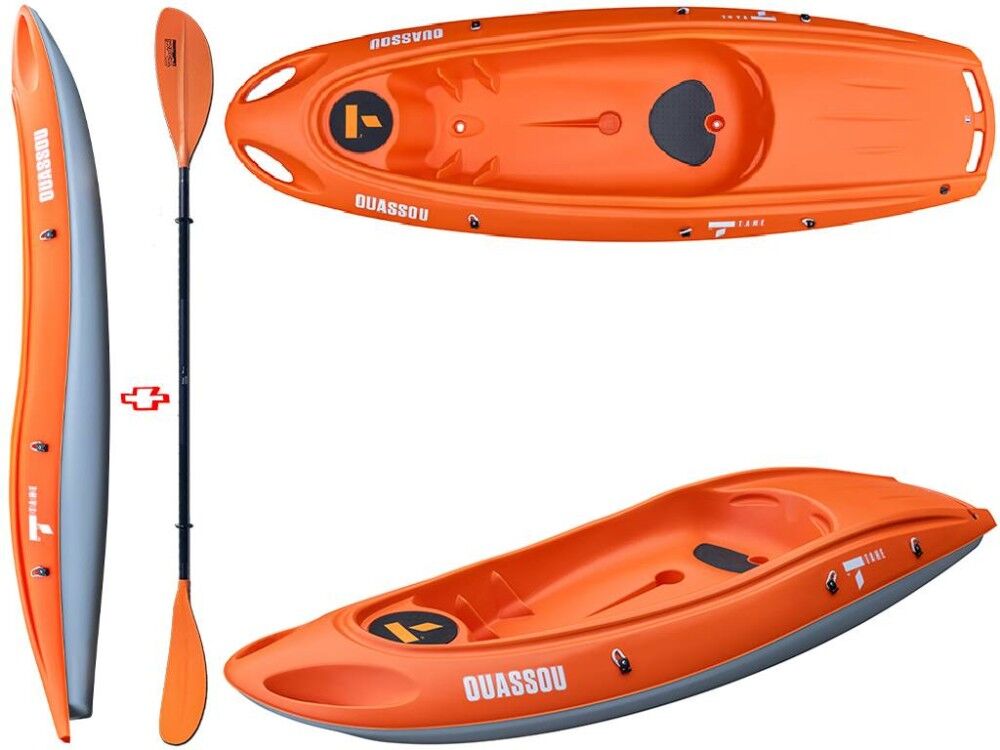 Tahe - Bic Sport Canoa Rigida Ouassou Orange/grey 107051 + Pagaia Touring-1 Fissa Tahe / Bic Sport