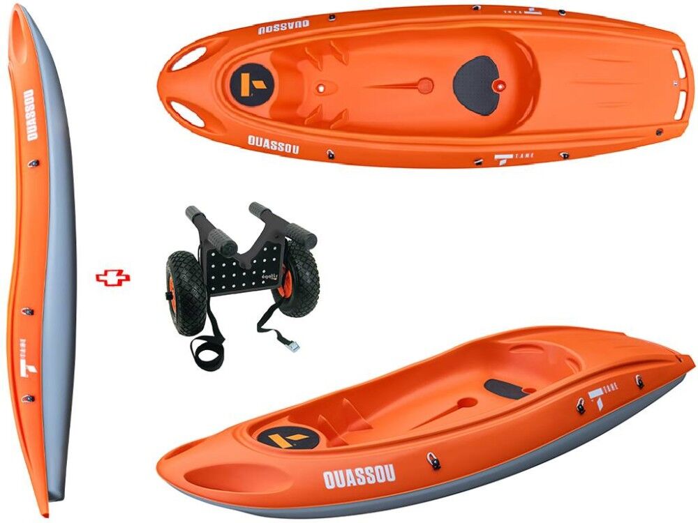 Tahe - Bic Sport Canoa Rigida Ouassou Orange/grey 107051 + Carrellino Tahe / Bic Sport