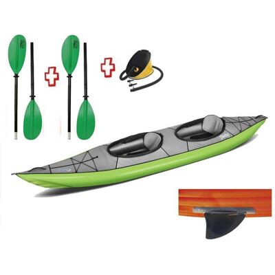 Gumotex Canoa Gonfiabile Swing 2 Verde Con Pinna 043911-G (1c/11c) + 2 Pagaie Touring-2 Div. In 2 Parti + Pompa Gumotex Canoa Gonfiabile Swing 2 Verde Con Pinna 043911-G (1c/11c) + 2 Pagaie Touring-2 Div. In 2 Parti + Pompa