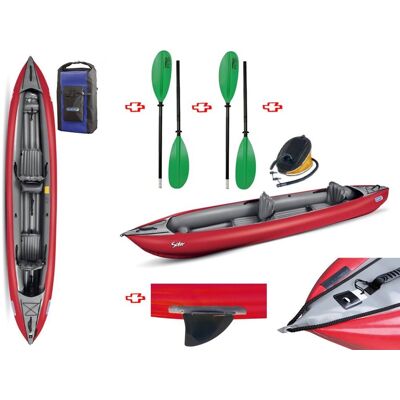 Gumotex Canoa Gonfiabile Solar Rossa Con Pinna 045383-R (5c/11c) + 2 Pagaie Touring-2 Div. In 2 Parti + Pompa Gumotex Canoa Gonfiabile Solar Rossa Con Pinna 045383-R (5c/11c) + 2 Pagaie Touring-2 Div. In 2 Parti + Pompa