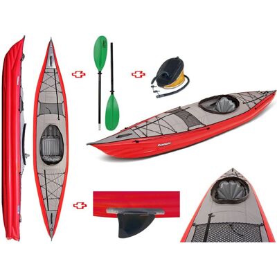 Gumotex Canoa Gonfiabile Framura Rossa Con Pinna 045220-R (5c/11c) + Pagaia Touring-2 Div. In 2 Parti + Pompa Gumotex Canoa Gonfiabile Framura Rossa Con Pinna 045220-R (5c/11c) + Pagaia Touring-2 Div. In 2 Parti + Pompa
