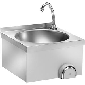 FORCAR Lavamani a Muro con Comando a Ginocchio - Acciaio Inox - Cm 40 x 40 x 32