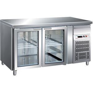 FORCAR Tavolo Refrigerato 2 Porte in Vetro GN 1/1 Ventilato Cm. 136 x 70 x 85/95 h con