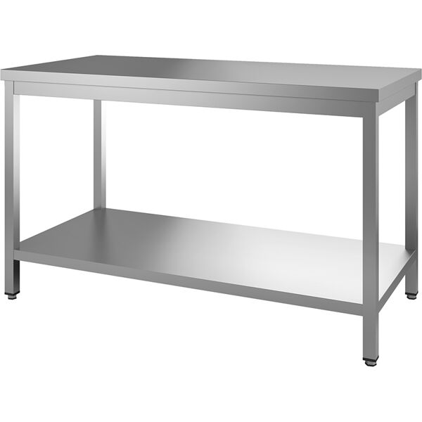 attrezzature professionali tavolo inox con gambe quadre e ripiano inferiore, profondità 60 cm