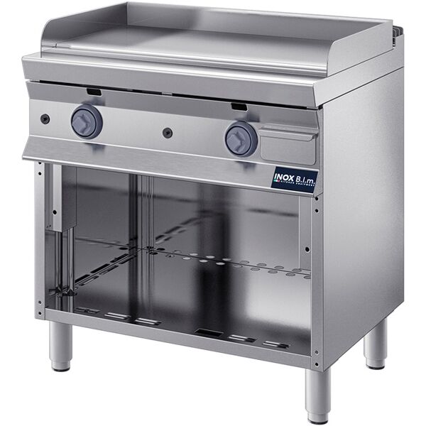 inox bim frytop a gas doppio, cm. 80 x 70 x 90h, piastra liscia