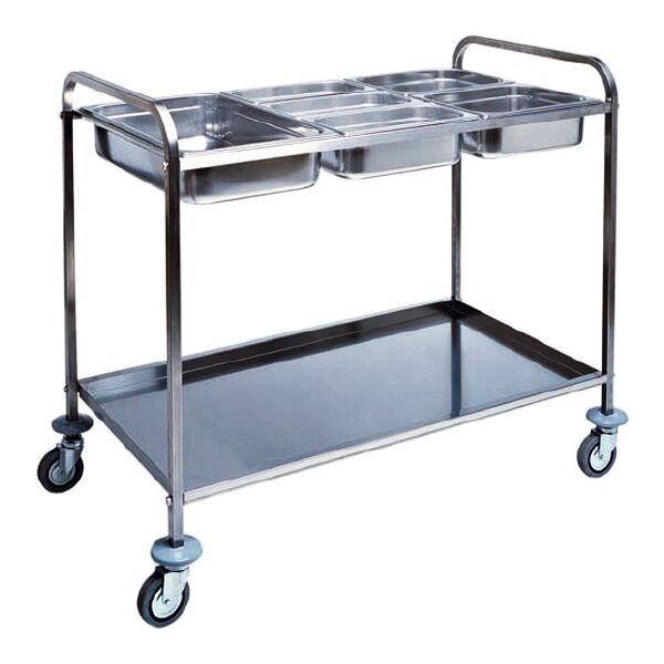 forcar carrello di servizio portabacinelle gn 1/1 in acciaio inox aisi 304