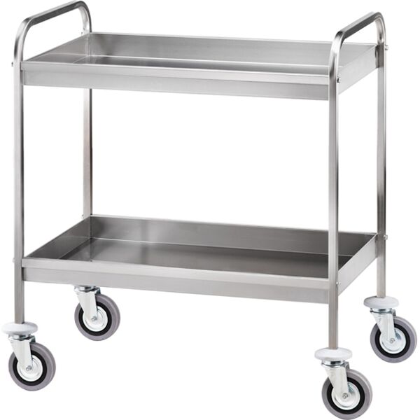 forcar carrello di servizio inox aisi 304 per sbarazzo tavoli - 2 vasche cm 6,5 h